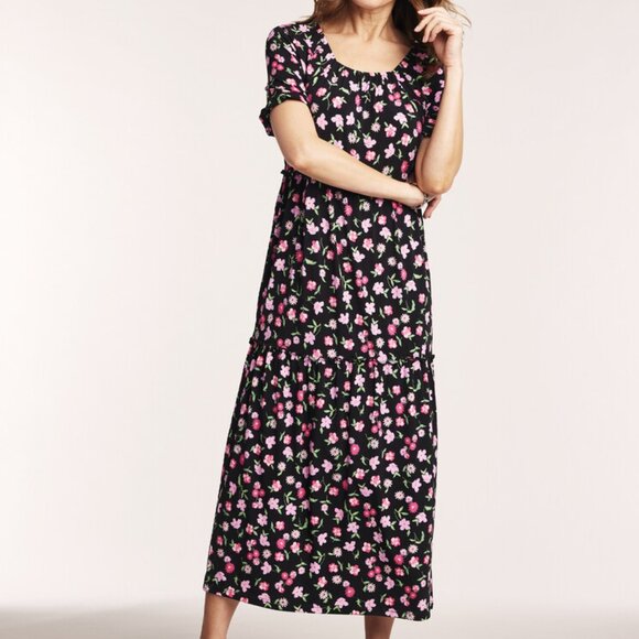 Blair Dresses & Skirts - NEW Choose Sz Church Office Black Floral Stretchy Jersey Knit Tiered Midi Dress